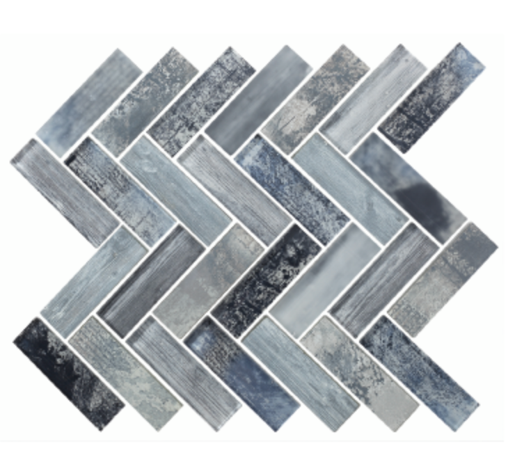 DIGITAL GLASS HERRINGBONE BLUE
