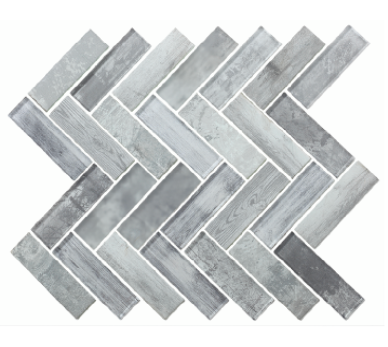 DIGITAL GLASS HERRINGBONE GREY FOG
